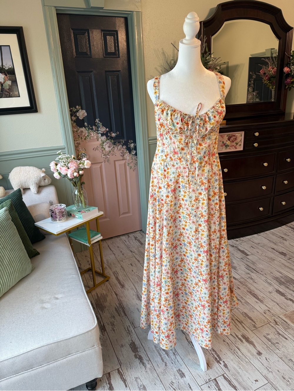 NWOT Petal & Pup Cream Floral-Accented Sundress - Picture 1 of 8